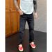 Men's Straight Leg Casual Jeans Fashionable Solid Color High Quality Comfortable mid Waist Long Non-Stretch Softener Treatment_mkmklike.com