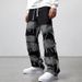 Men's Clothing Tassel Stitching Jeans Straight Through Wide Leg Pants Large Size Men's Jeans_mkmklike.com