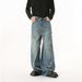 Pure MTLCLOTHES Men's Clothing | Unique Irregular Frayed Vintage Distressed Design Fashion High Street Straight-Leg Jeans_mkmklike.com