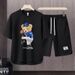 Men's Clothing 2024 Waffle Casual Summer Suit Men's Loose Teen Short sleeved T shirt Shorts Handsome Two piece Suit_mkmklike.com