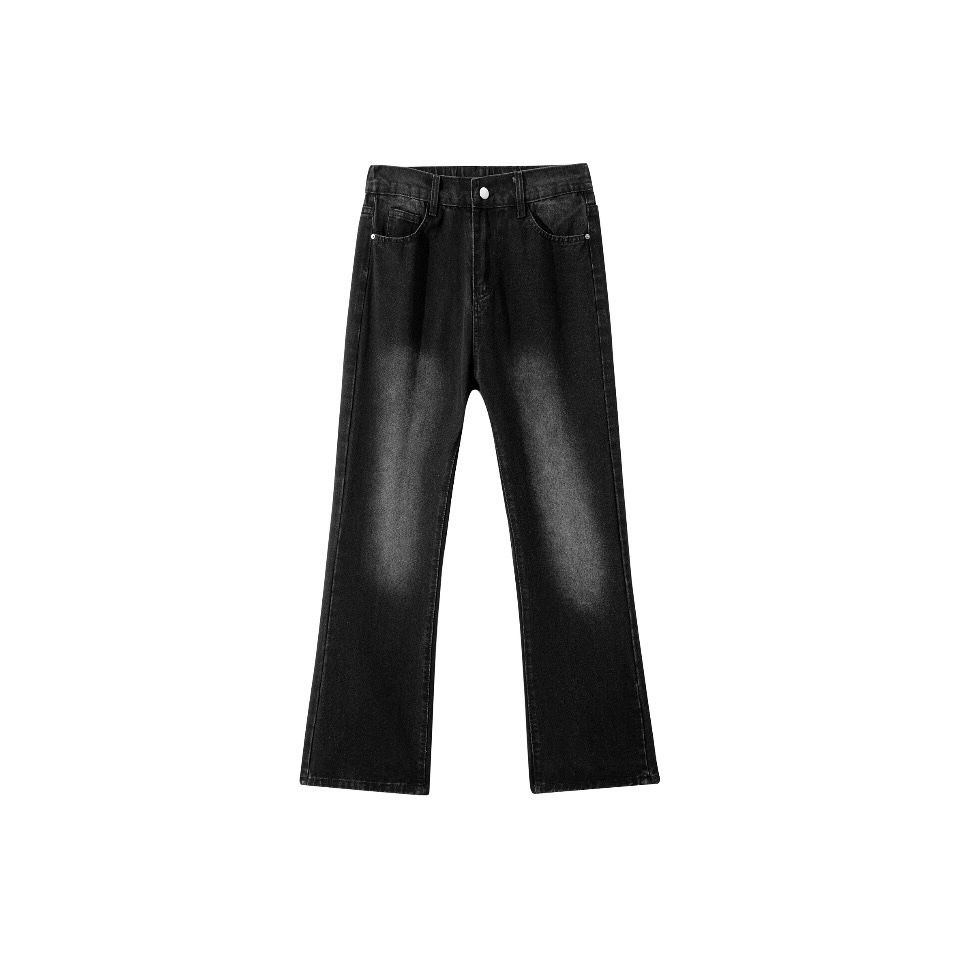 Cleanfit Men's Flared Jeans American Style Versatile Black Stretchy Slim Fit Curved Edges_mkmklike.com