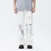 Men's Clothing Autumn White Overalls Water Slurry Print Overalls Retro Trendy Straight Overalls_mkmklike.com