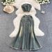 Women's Clothing Raw Edge Denim Tube Top With Internet Celebrity Photogenic High School Long Skirt Two Piece Suit_mkmklike.com