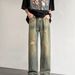 Men's Clothing Men's Jeans Spring And Summer Retro High Street Ripped Pants Loose Design Niche Wide Leg Pants_mkmklike.com