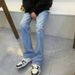 Men's Clothing Vintage Washed Distressed Loose Fit Flared Jeans For Women, High Waist Comfortable Cotton Denim Pants, Retro Streetwear Casual Trousers_mkmklike.com