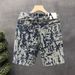 Men's Jacquard Denim Shorts Stylish American Trendy Look Summer Thin Straight Leg Mid-Length_mkmklike.com