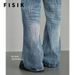 Vintage Washed Jeans American Lightning Bolt Stitch Design Relaxed Straight-Leg Slight Flare Comfort Stretch Cotton Men & Women_mkmklike.com