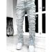 Men's Patchwork Stretch Jeans – Trendy Layered Straight-Leg Design, Light Blue/Pink/Khaki/Black, Comfort Fit (S-XXL)_mkmklike.com