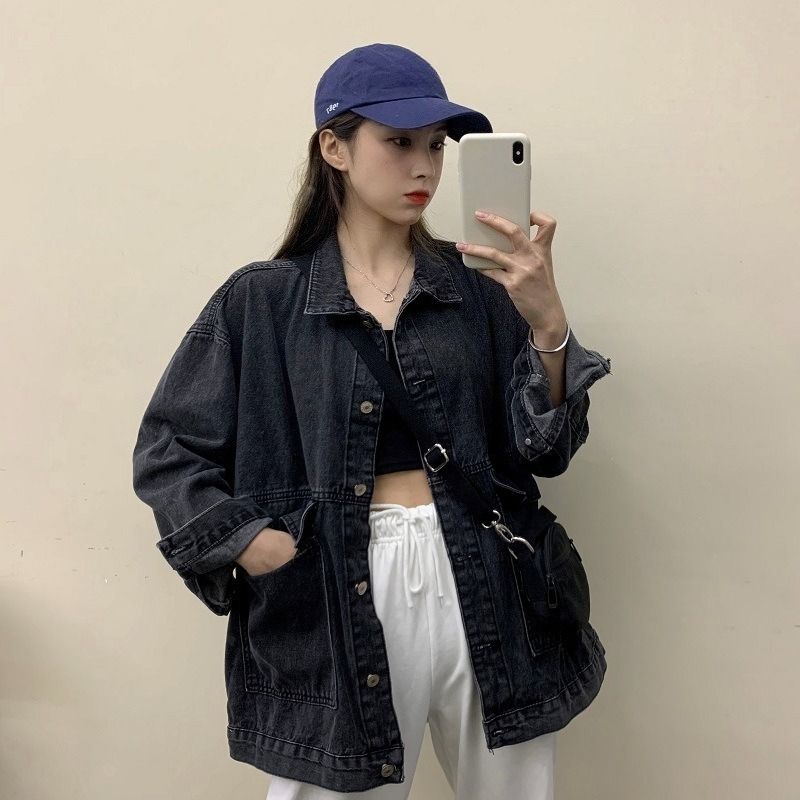 K Women's New Loose Cowboy Jacket; Versatile Student Original Vintage Long-sleeved Top_mkmklike.com