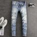 Men's Clothing Men's Slim Fit Skinny Jeans Ripped Distressed Light Blue Washed High Waist European American Fashion Trendy Brand High Street Style_mkmklike.com