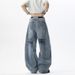 American-style Deconstructed Vintage Washed Bamboo-pattern Jeans For Men, Spring Trendy Brand, Loose Fit, Versatile_mkmklike.com