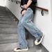 Nordmann American Jeans For Men Spring And Autumn High Street Cool High-End Feel Vibe Style Split Hem Mud Yellow Casual Pants_mkmklike.com