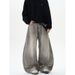 Retro Washed Scimitar Jeans Trendy Street Loose Wide Leg Pants For Men And Women Ink Splashed Old Gray_mkmklike.com