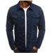 Pulse Pulse 2022 European And American Hot Push Denim Casual Solid Color Cardian Button Workwear Jacket Men's One-Piece_mkmklike.com
