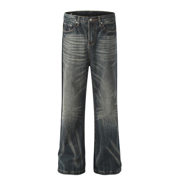 Men's Clothing Street Heavy Wash Decolorization Design High Men's And Women's Denim Trousers_mkmklike.com