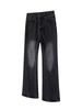 Cleanfit517 Vintage Wash Blue & Black Straight Leg Distressed Flared Jeans For Men & Women – Comfortable Cotton Denim With Frayed Hem_mkmklike.com