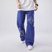 Men's Retro Star Ripped Loose Fit Jeans Wide Leg Floor Length Design New Style Casual Denim Trousers_mkmklike.com