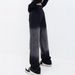 Trendy Ombre Wash Denim Pants For Women Plus Size High-Waisted Loose Fit Jeans ( Streetwear Style, Polyester-Cotton Blend,Printed Design)_mkmklike.com
