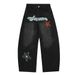 Wahed Vintage Denim Scimitar Pant Men' Street Fahion Peronality Deign Embroidered Letter Looe Fit Caual_mkmklike.com