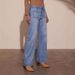 Women's Clothing Vintage Blue Straight Leg Jeans High Waisted Stretch Denim Pants With Comfort Fit (Dark Blue, Light Blue, Black) - S/M/L/XL/XXL_mkmklike.com