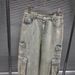 Men's Clothing American Retro Denim Pants Print Washed Distressed Straight Wide Leg Pants Loose Cropped Pants_mkmklike.com