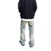 Men's Vintage High Street Vibe Washed Straight Leg Bootcut Jeans - Retro Yellow Mud Dye Denim Pants_mkmklike.com