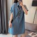 2-300 Pounds, Fat Mm Denim Blue Dress, Women's Summer Plus Size, Medium Long, Loose Short Sleeved T-Shirt Dress_mkmklike.com