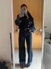 K Women's Denim Jacket With Flared Cuffed Trousers Set_mkmklike.com