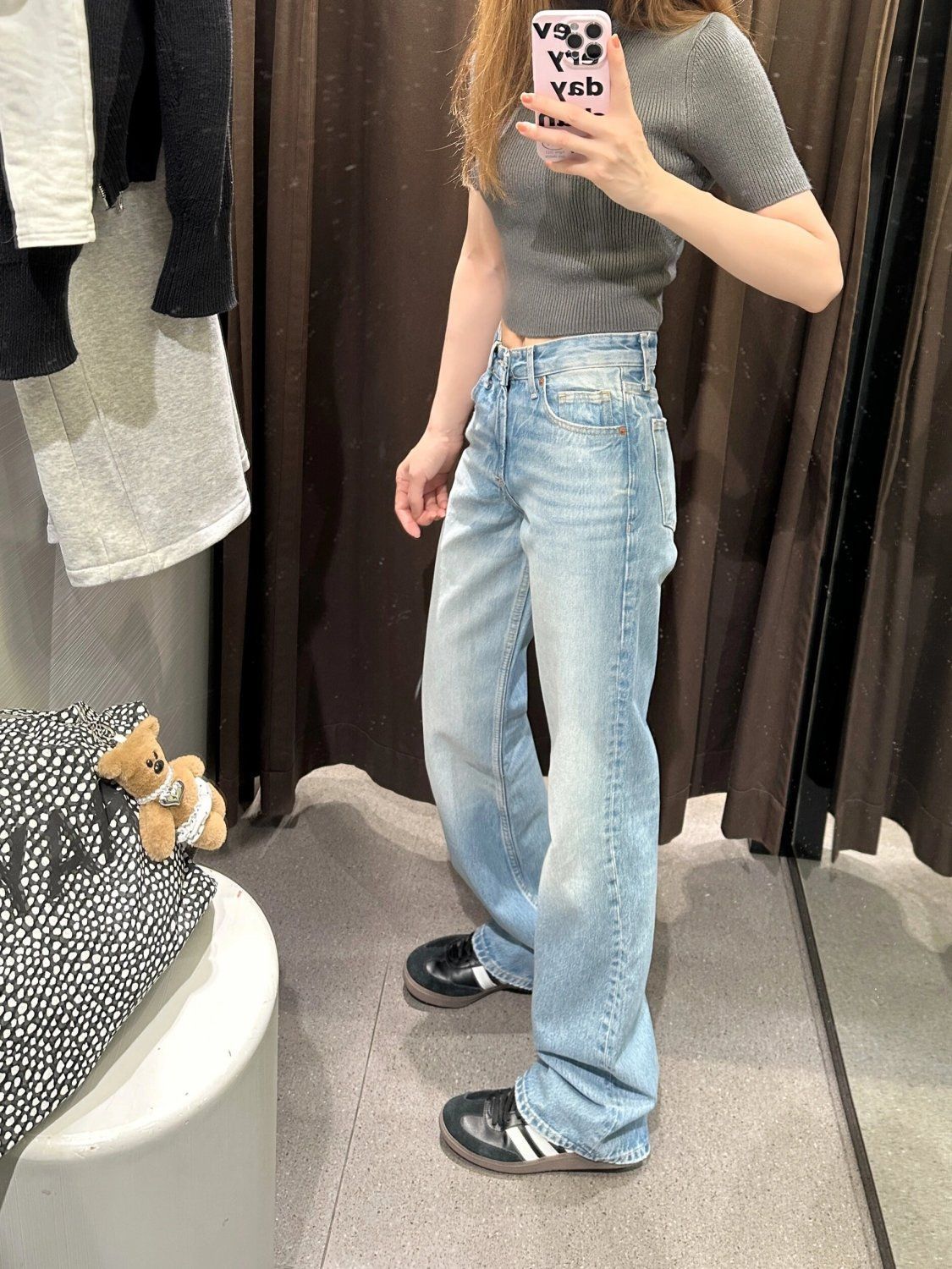Plus Size American Washed Straight Leg Jeans For Women, New Spring Style, Slim Fit, Loose Fit, High Waist, Versatile, Floor Length Pants_mkmklike.com