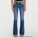 Women's Cross Embroidered Denim Jeans Stretchy Slim Fit Floor Length Blue Slightly Flared Summer Style_mkmklike.com