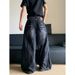 American Retro Washed Old Jeans Men's Niche Lightning Pattern Loose Wide-leg Long Pants_mkmklike.com