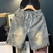 Summer American Casual Ruffian Handsome Retro Old Ripped Denim Shorts Men's Straight Loose High Street Versatile Five-point Pants_mkmklike.com