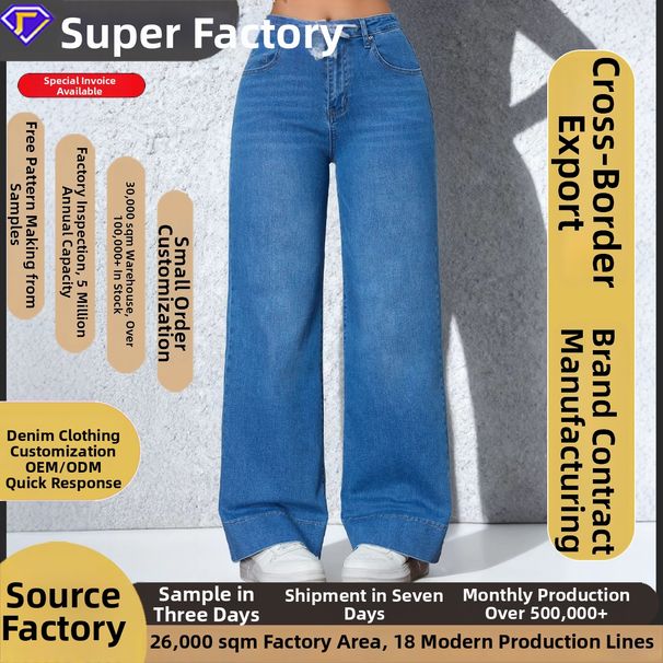 Customized Women's Stretch Denim Trousers Loose Straight Wide Leg Pants European American Fashion Personalized Clothing_mkmklike.com