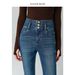 Women's High Waisted Flared Jeans Supermodel Style Three Button Four Way Stretch Slim Fit Retro Hip Lifting Denim For Winter Size 25_mkmklike.com