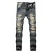 Men's Clothing Jeans Men's Ripped Fashion Slim Trend Straight Men's Jeans(Belt Not Included)_mkmklike.com