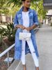 K New Denim Long Windbreaker Jacket With Holes Denim Jacket For Women_mkmklike.com