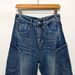 High Waisted Casual Curved Blade Jeans for Women Sparkly Hot Stamped Rhinestone Heavy Duty Loose Fitting European American Style Trousers_mkmklike.com