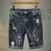 Men's Clothing Men's Relaxed Fit Straight Leg Denim Shorts - Vintage Washed Distressed Casual Mid-Length Jeans With Multiple Pockets_mkmklike.com