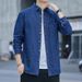 Northfold Spring And Pure Cotton Denim Men's Long Sleeve Hong Kong Style Casual Autumn Jacket Shirt_mkmklike.com