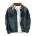 Men's Casual Denim Jacket With Color Block Design - Loose Fit Workwear Style Coat For Spring & Autumn_mkmklike.com