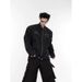 American Shoulder Pad Short For Men, High-End And Cool, Trendy Brand Stand Up Collar Denim Jacket_mkmklike.com