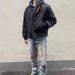 High Street Men's Blue Jeans 3D Printed Applique Stitching Stretch Slim Fit Long Pants_mkmklike.com