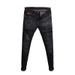 Men's Slim Fit Vintage Jeans – Distressed Blue & Black With Red Button Details | Korean Streetwear Skinny Denim Pants_mkmklike.com