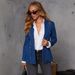 Women's Washed Blue Denim Blazer Jacket, Slim Fit Casual Office Wear, Stretch Comfort, Classic Western Style, S/M/L/XL_mkmklike.com