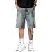 Men's Retro Blue Shorts Decorative Button Details 5 Inch Inseam Loose Straight Leg Casual Breathable Summer Shorts_mkmklike.com