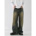 Korean Style High Volume Straight Leg Jeans mid Waist Loose Fit Wide Leg Floor Length Trousers All Season Trendy Brand Blue_mkmklike.com