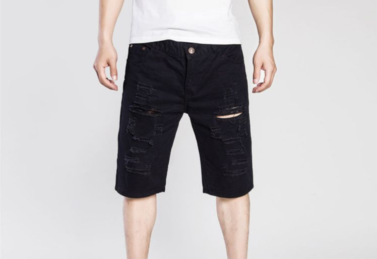 Men's Clothing New Summer Foreign Trade Denim Shorts European And American Men's Ripped Old Washed Casual Cross Border Denim Shorts F049_mkmklike.com