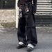 High Street Style Retro Patch Embroidery Design Loose Straight Leg Jeans For Men And Women Cool_mkmklike.com