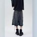 Men's Clothing Retro Raw Edge Wide Leg Drawstring Washed Denim Shorts For Boys Summer Trendy All Match Straight Five Point Pants_mkmklike.com