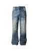 Men's Distressed Washed Straight Leg Bootcut Jeans - Vintage Denim Pants For Casual Wear (Black, Blue)_mkmklike.com